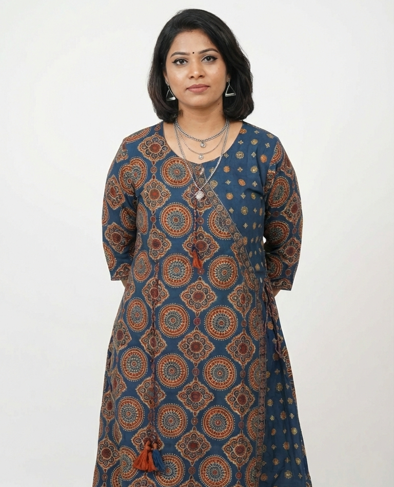 Indigo Mandala Angrakha Kurta