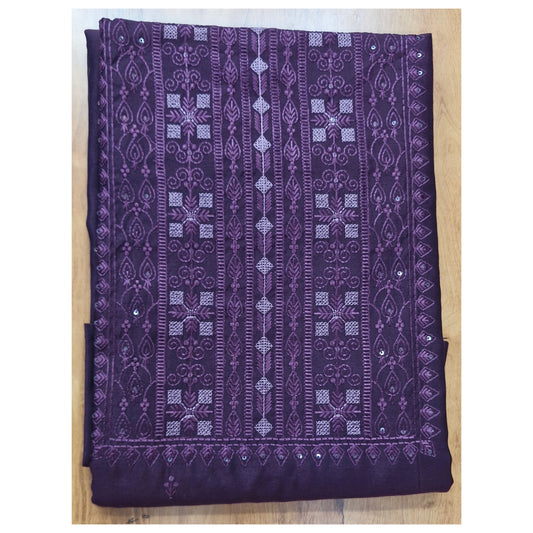 Deep Plum Embroidered Churidar Set