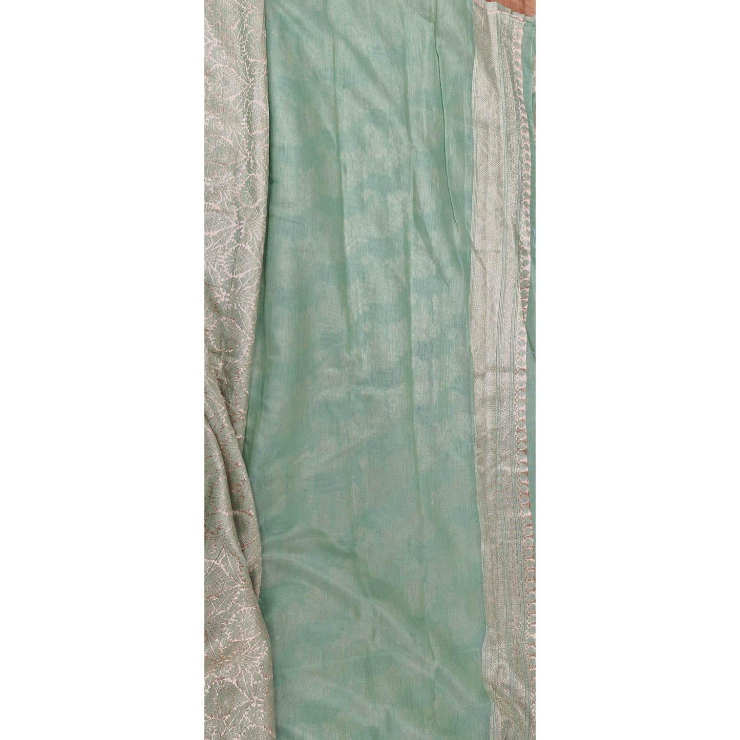Pistachio Green Banarasi Soft Silk Saree