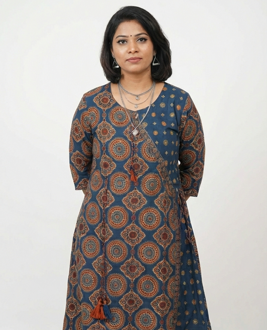 Indigo Mandala Angrakha Kurta
