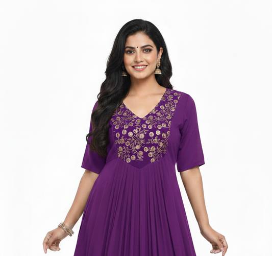 Royal Violet Embroidered Peplum Top