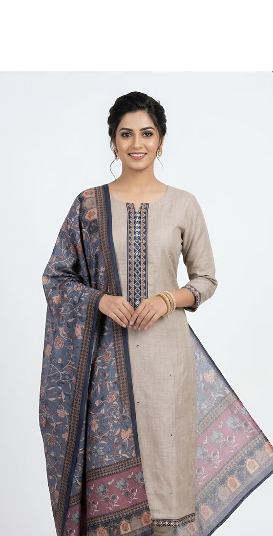 Ethereal Taupe Mirror-Work Churidar Set
