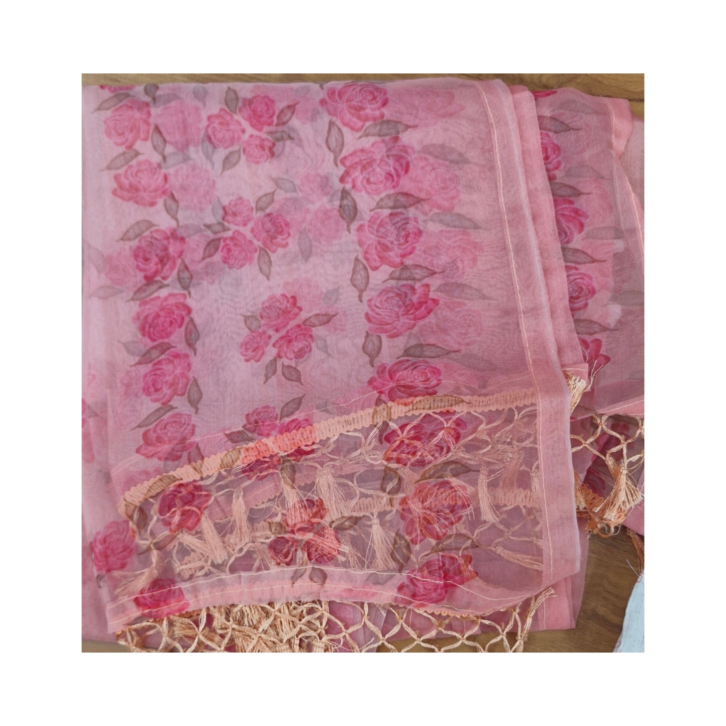 Cream and Rose Pink Embroidered Cotton Churidar Set