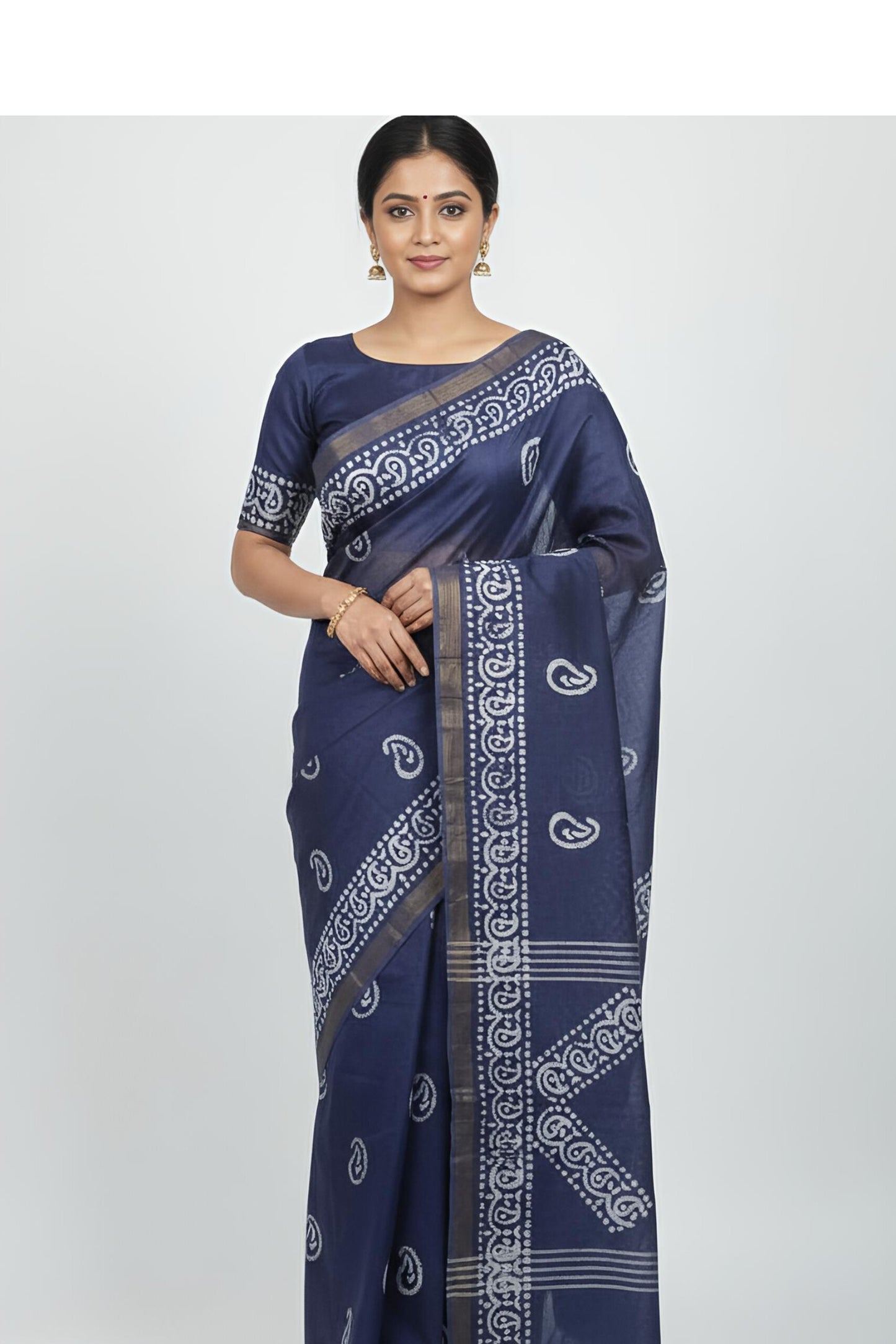 Indigo Blue Cotton Saree