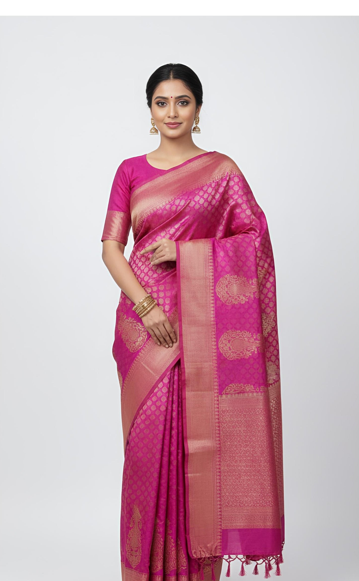 Magenta Pink Banarasi Art Silk Saree