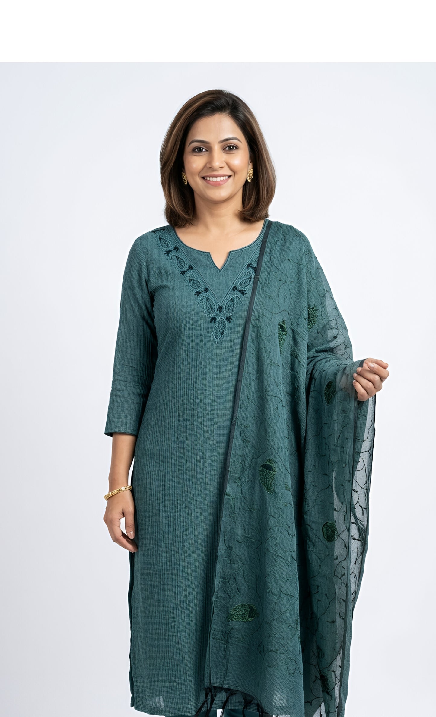Dark Cyan Churidar Set