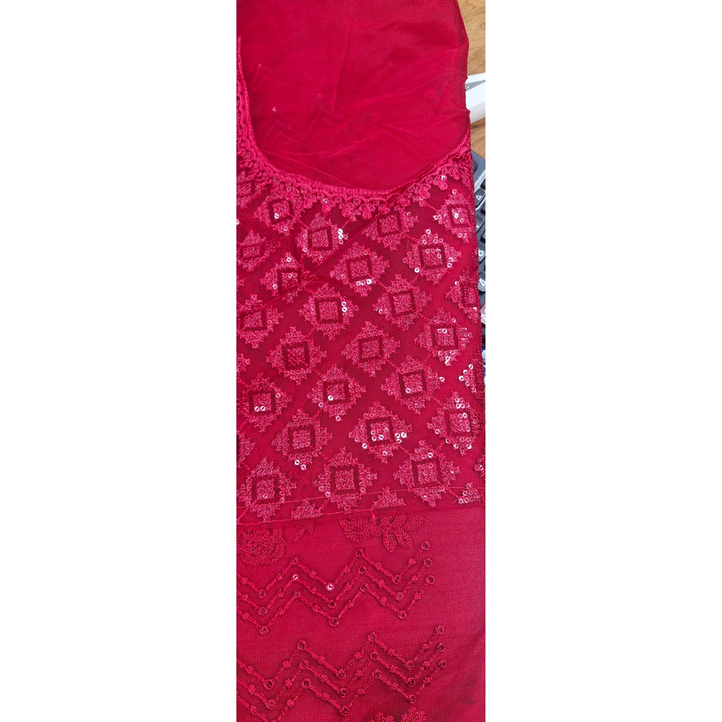 Ruby Red Crimson Radiance Georgette Saree