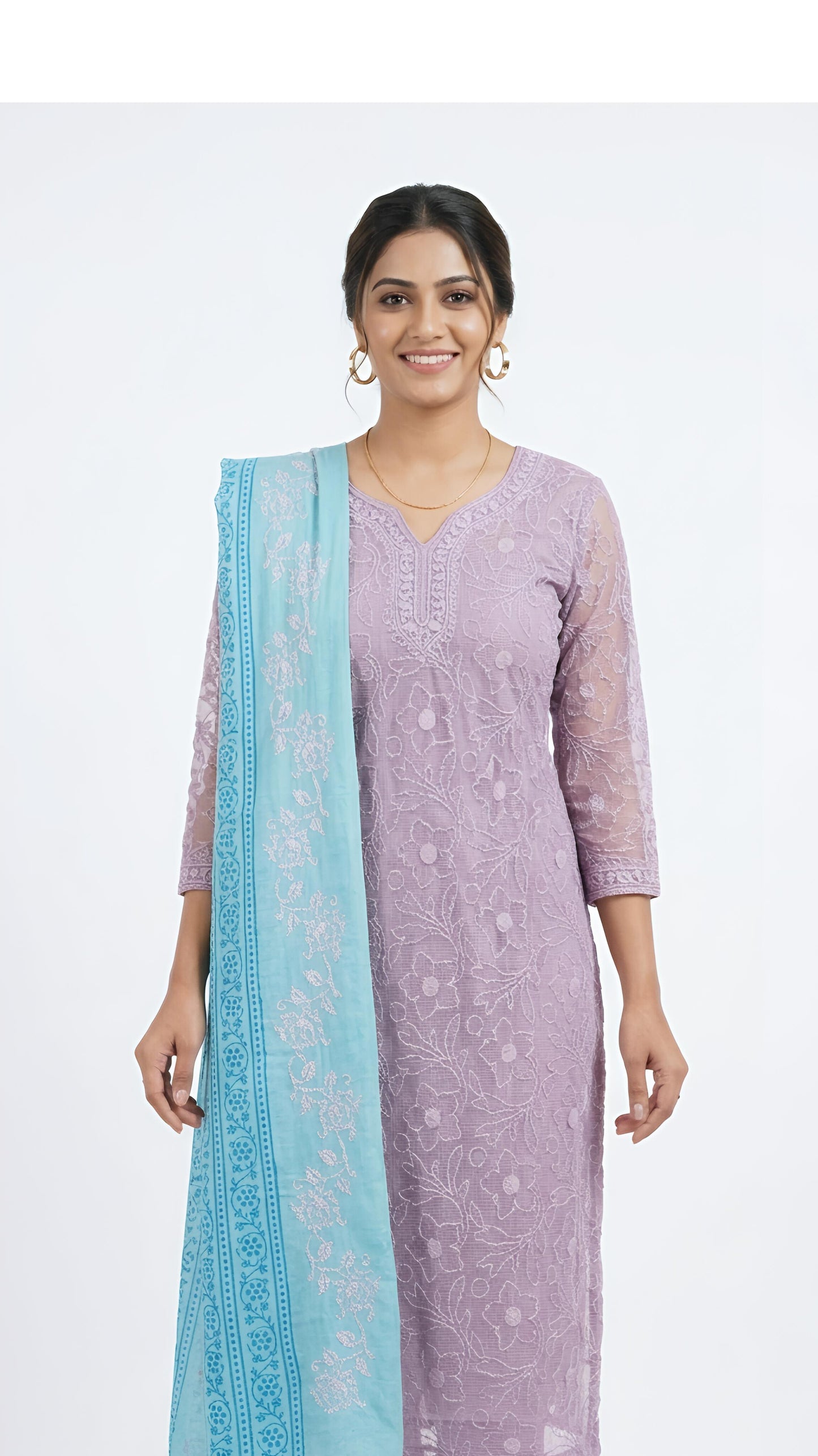 Lavender and Aqua Blue Churidar Set