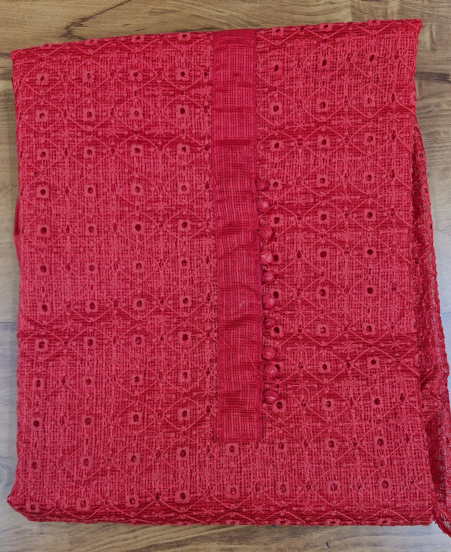 Crimson Red Chikankar Churidar Set