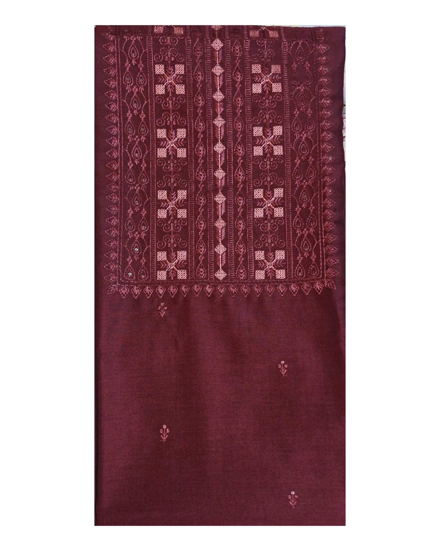 Dark Maroon Embroidered Churidar