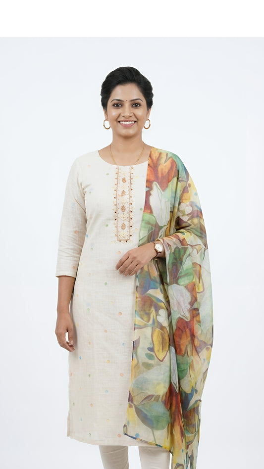 Off-White Autumn Bloom Chridhar Set
