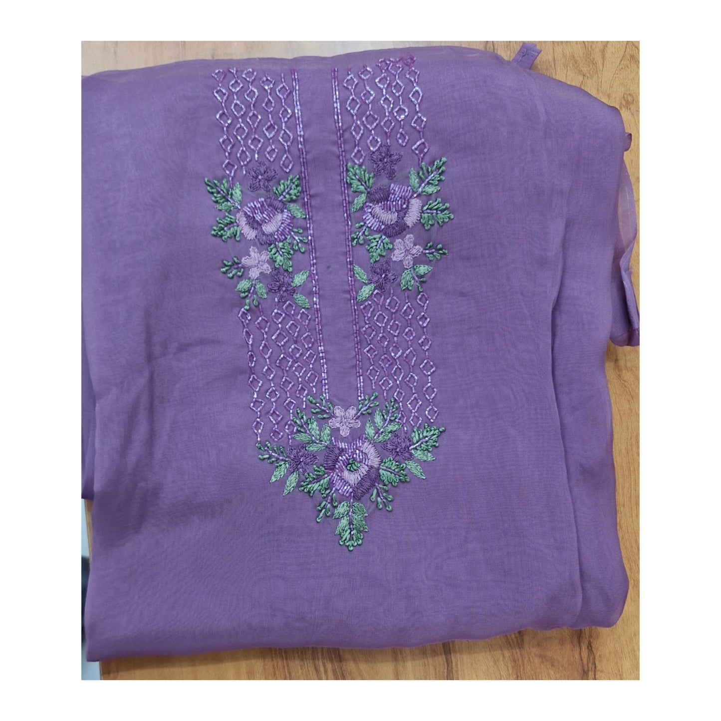 Amethyst Bloom Embroidered Churidar Set