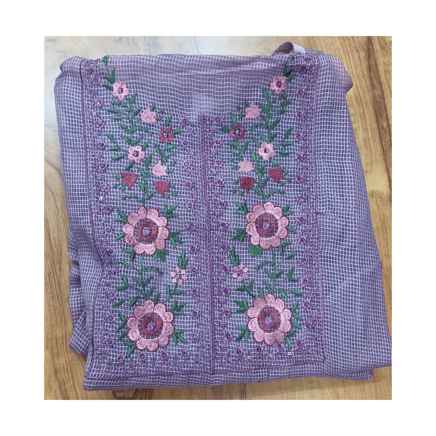 Dusty Mauve Floral Embroidered Churidar Set