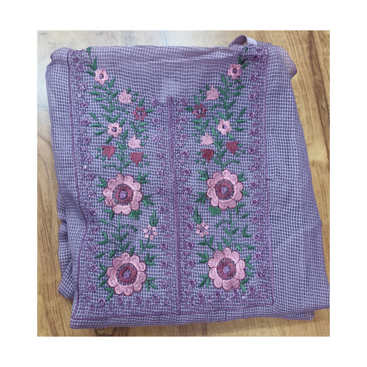 Dusty Mauve Floral Embroidered Churidar Set